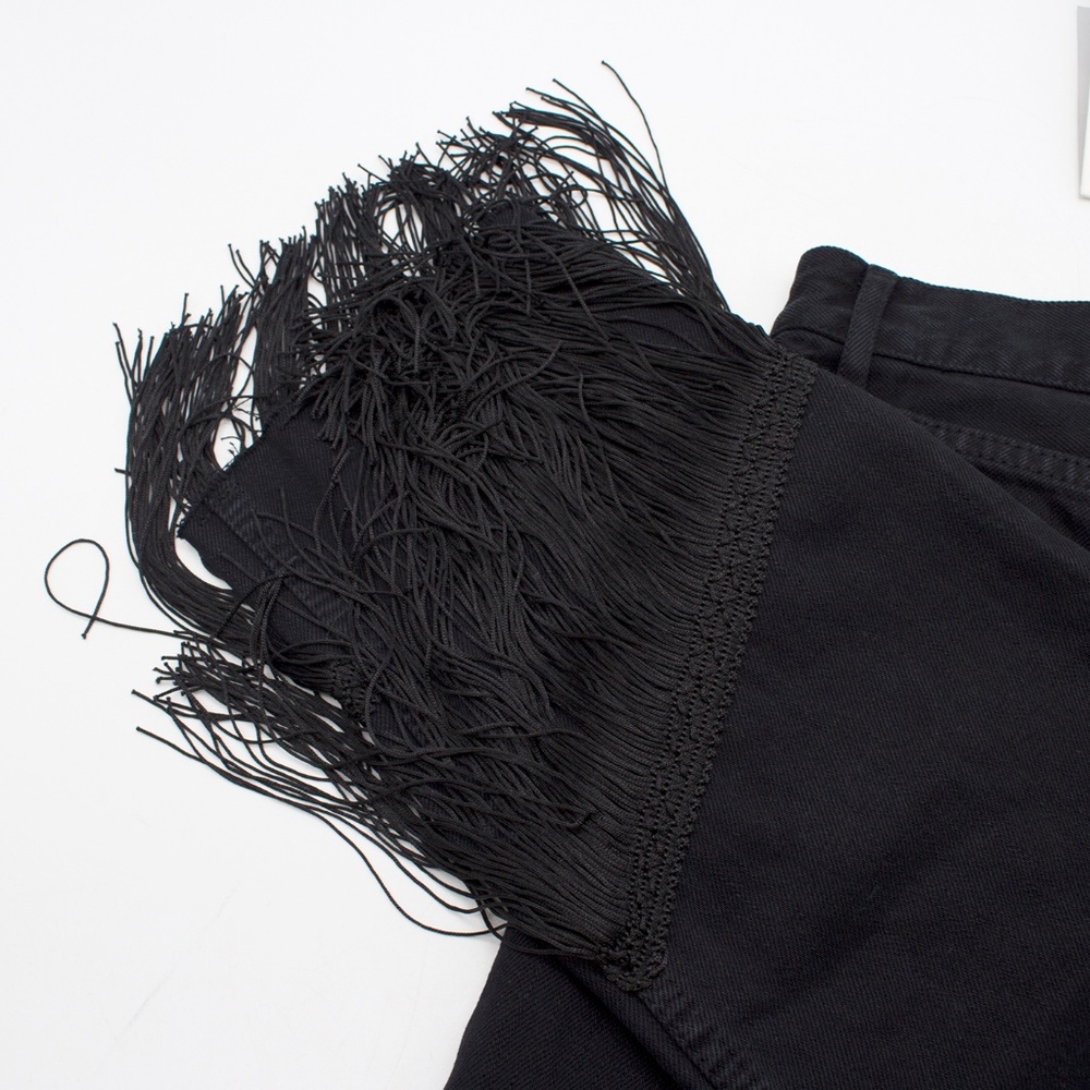 LAST PAIR!! ZARA WOMAN HIGH RISE FRINGED JEANS - Picture 4 of 8